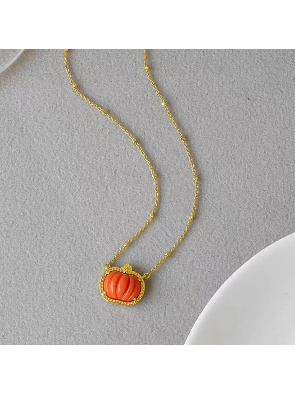 Women’s Style Gold Pumpkin Set Dainty Fall Halloween Jewelry Necklace Earrings